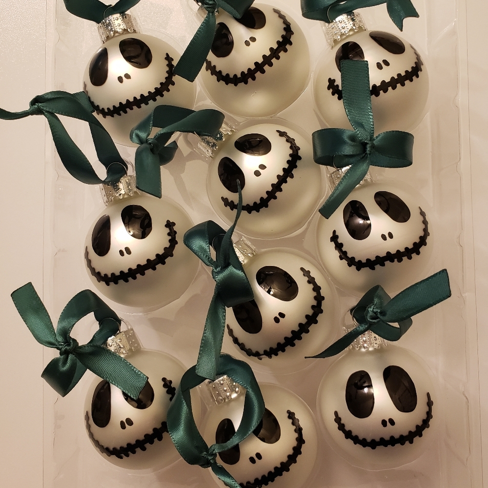 Jack Skellington 10 Piece Mini Ornament Set Ribbon